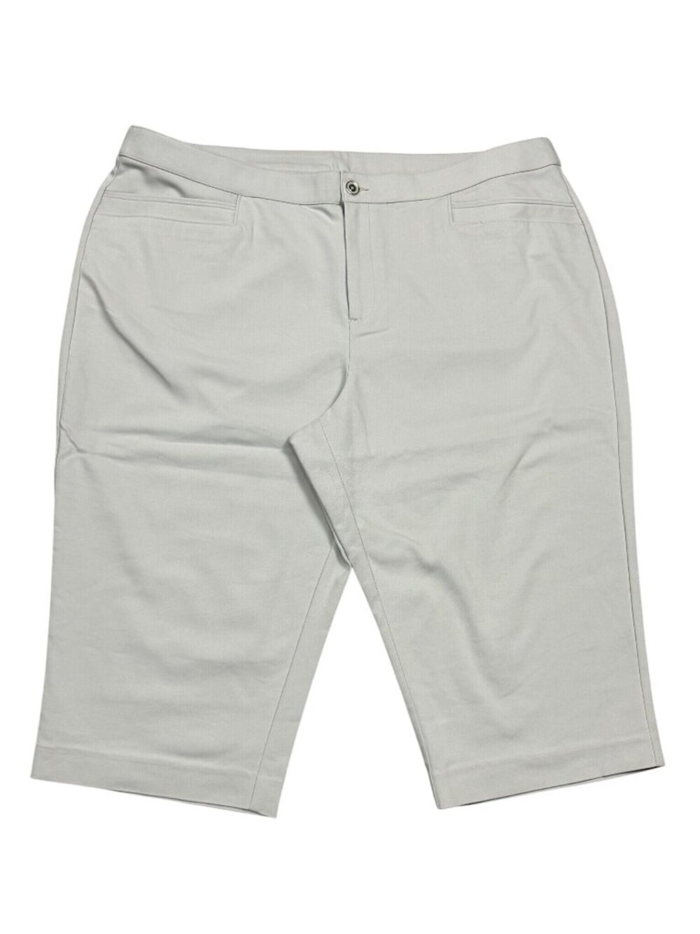 CJ Banks Capri Pants Womens Size 22W Light Gray Flat Front High Rise Pockets